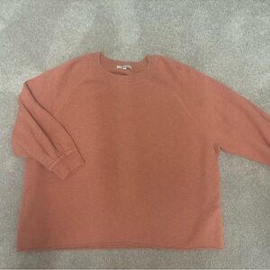 Madewell 3/4 Sleeve Oversized Rough Hem Crew Neck Sweater Women's Size Medium